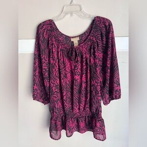 Miss Tina Fuchsia and Black Blouse Size L